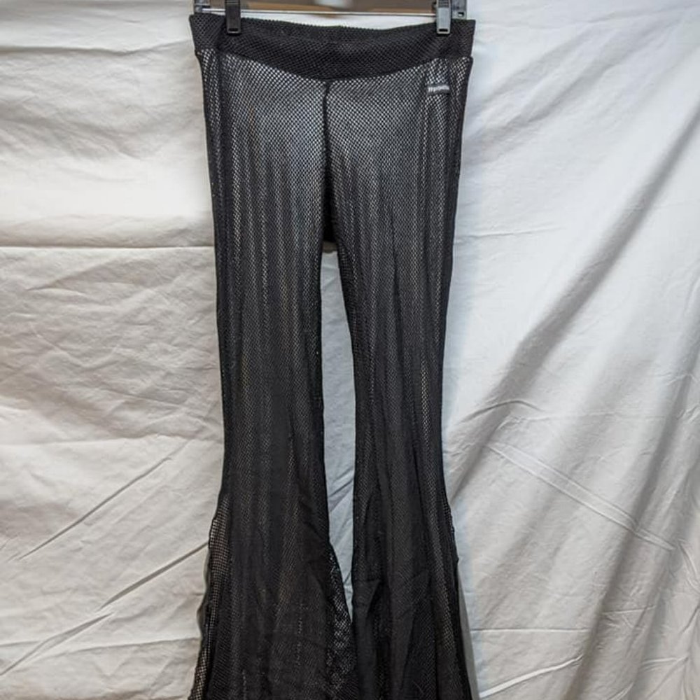 Fishnet Flare Pants by Melodia Yoga Goth Clubbing